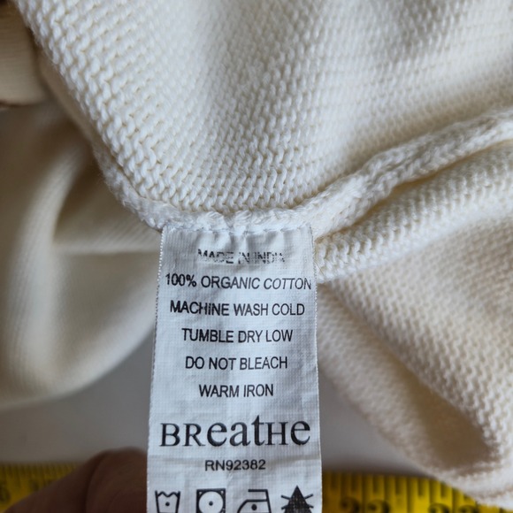 Prana Breathe Cream Organic Cotton Hooded Sweater Size L Boho Western Artisan - Picture 10 of 10